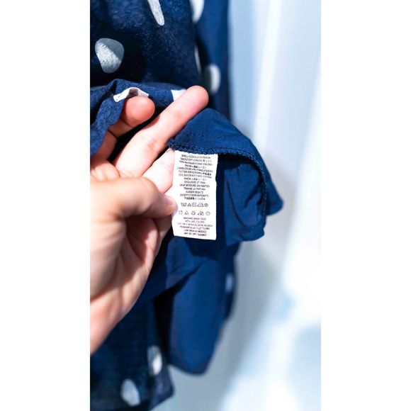 Free People Polka Dot Mini Dress with bell sleeves Navy and white sz xs - Picture 6 of 10